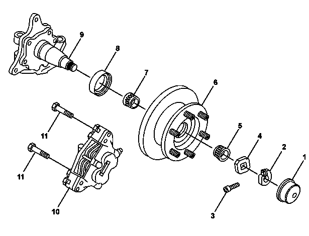 Front axle wheel hubs - renew grease, check tapered roller bearing