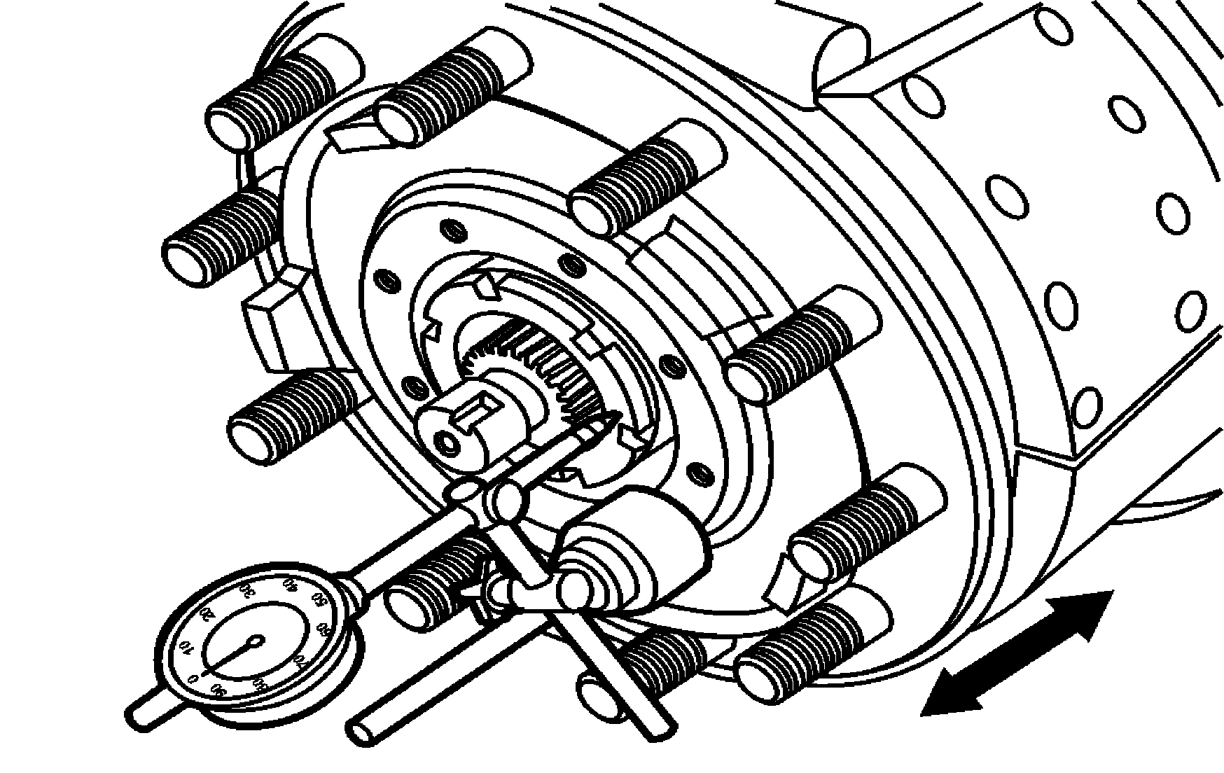 Adjusting wheel bearing play at front wheel hub