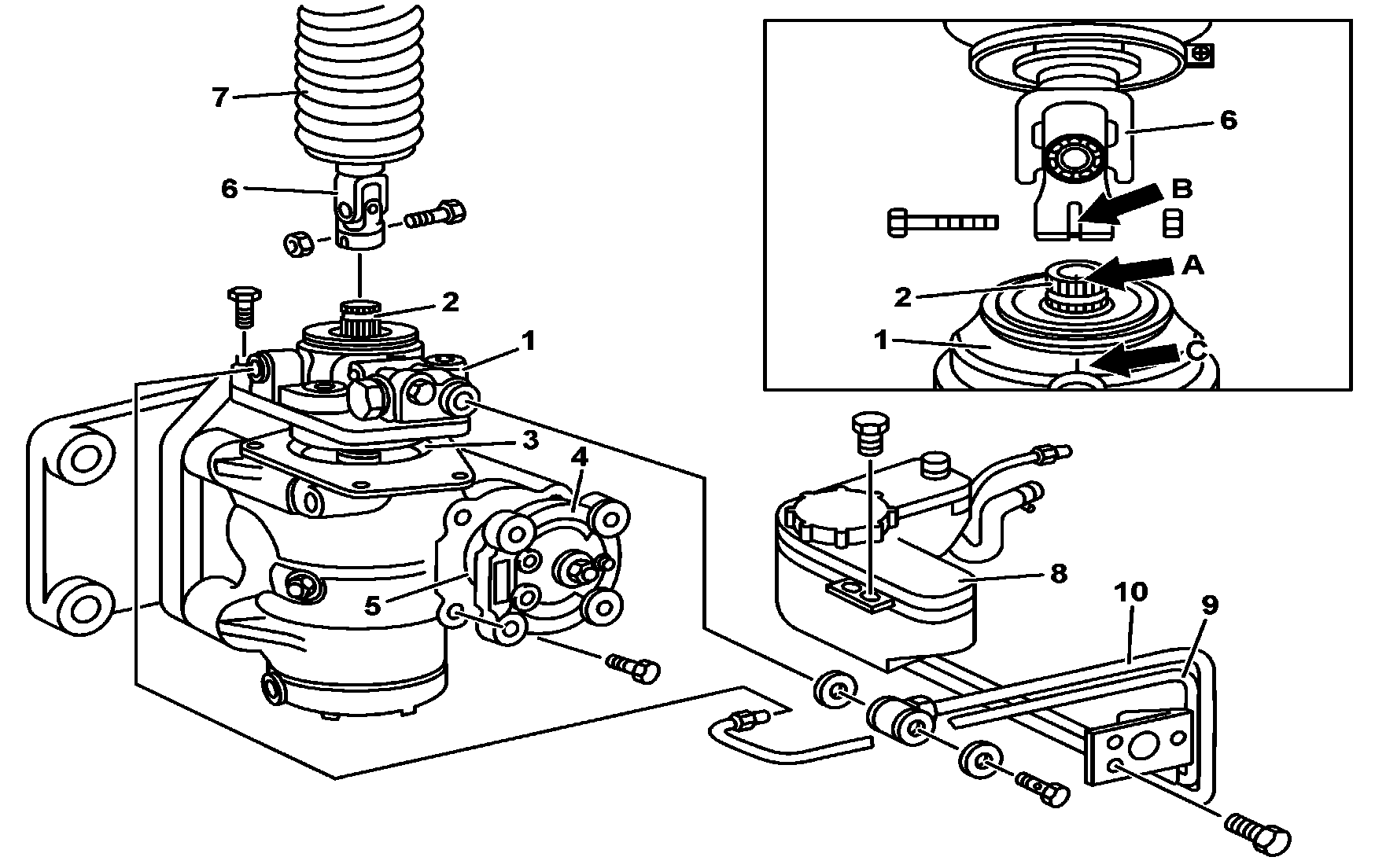 Remove/install sealing rings in steering gear