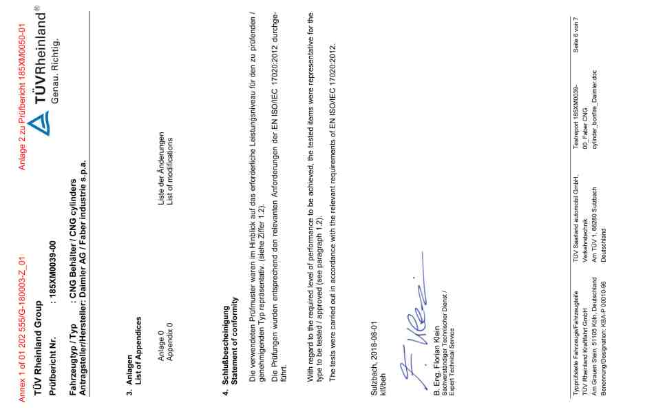 Kundendienstmaßnahme: Prüfbericht (Codewort: T1NGASDRU, Verr. Nr.: 47 920 60),  
	Bescheinigung