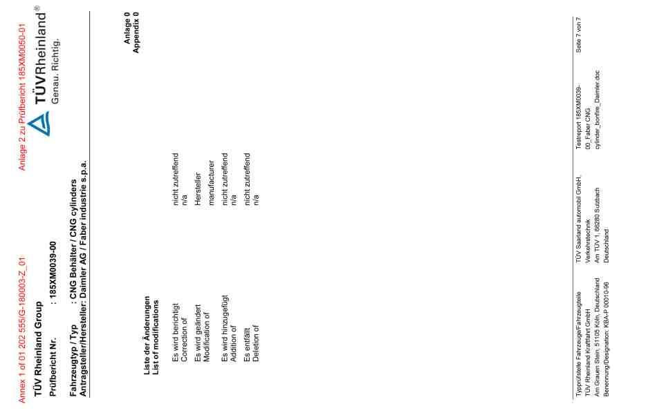 Kundendienstmaßnahme: Prüfbericht (Codewort: T1NGASDRU, Verr. Nr.: 47 920 60),  
	Bescheinigung