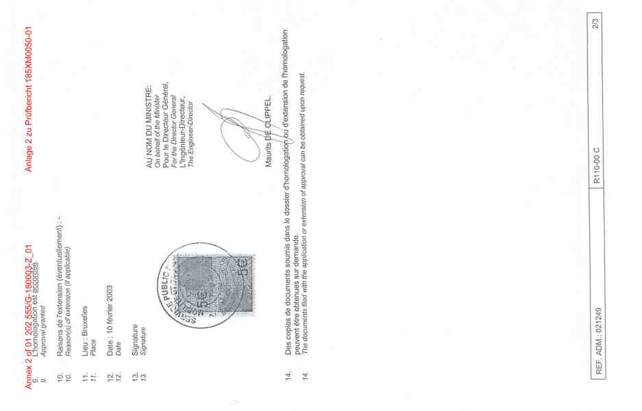 Kundendienstmaßnahme: Prüfbericht (Codewort: T1NGASDRU, Verr. Nr.: 47 920 60),  
	Bescheinigung