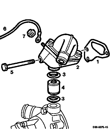 2720 - Kühlmittelreglergehäuse aus- und einbauen                                
	Motor 364, 364 A, 364 LA - T2