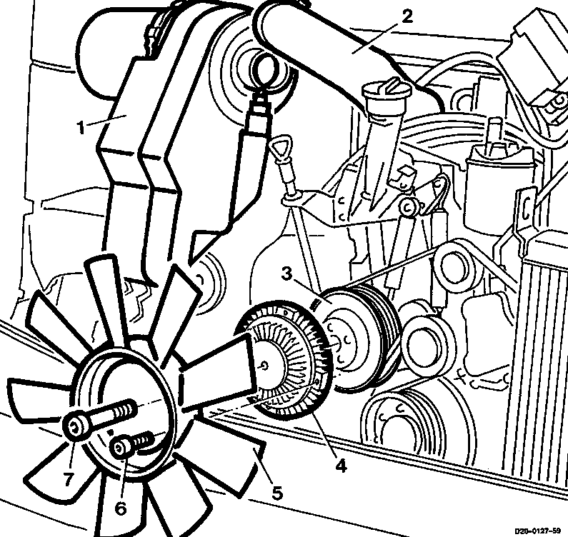 5630 - Visco-Lüfterkupplung aus- und einbauen                                   
	Motor 601.940/941, 602.940