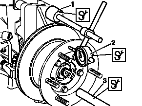 Measure wheel bearing play at front wheel hub, adjust