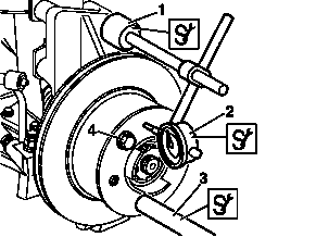 Measure wheel bearing play at front wheel hub, adjust