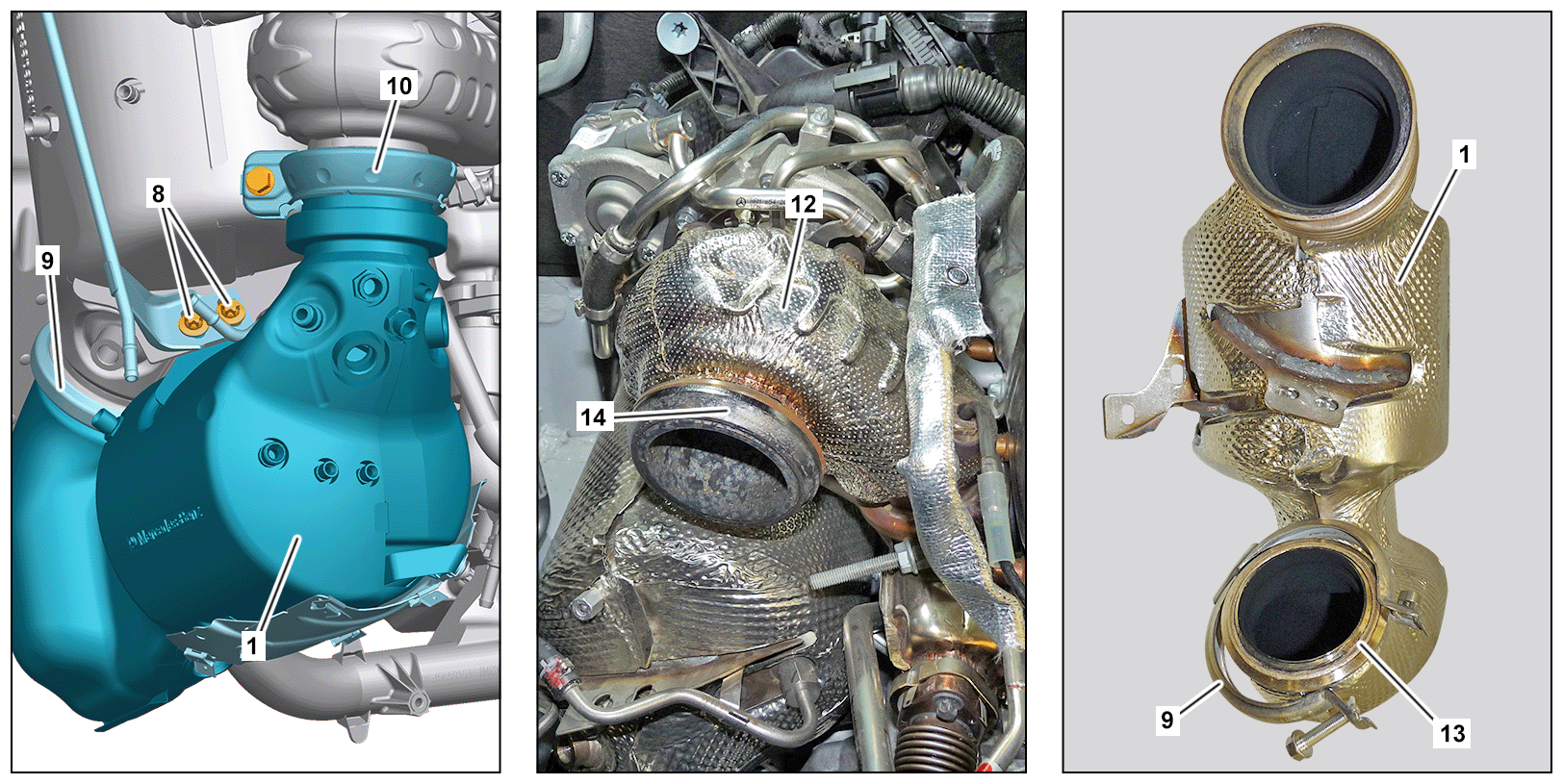 Remove/install diesel oxidation catalytic converter