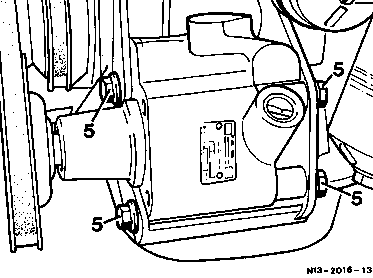 1350.10 - V-belts                                                               
	Check condition and tension, retensioning                                       
	Engines 102.942/943, 115, 615, 616, 617
