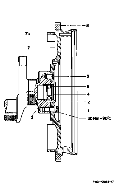 4100 - Schwungrad bzw. Mitnehmerscheibe aus-, einbauen                          
	Motor 103 - Typ 107, 124, 126, 201                                              
	(Abweichungen bei GW beachten)