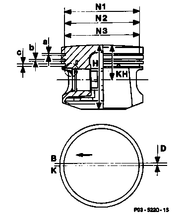 3165 - Kolben, Zuordnung und Maße                                               
	Motor 103