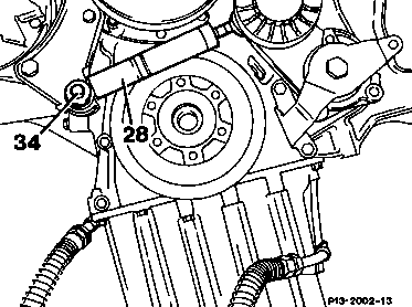 0342 - Schwingungsdämpfer bzw. Nabe und Riemenscheibe aus-, einbauen            
	Motor 102 (außer 102.983/99) Einriementrieb