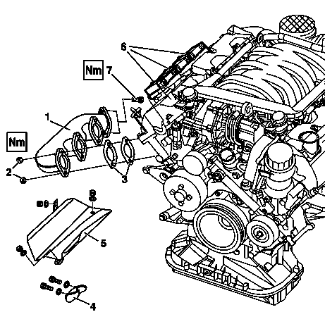 Remove exhaust manifold on right, install
