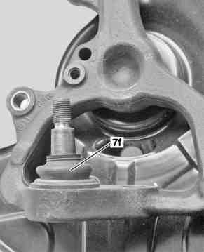 Checking supporting joint and follower joint of steering knuckle mount (removed)