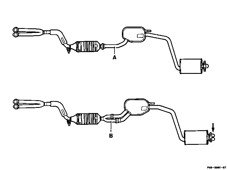 0100 - Auspuffanlage aus-, einbauen                                             
	Motor 102 KE