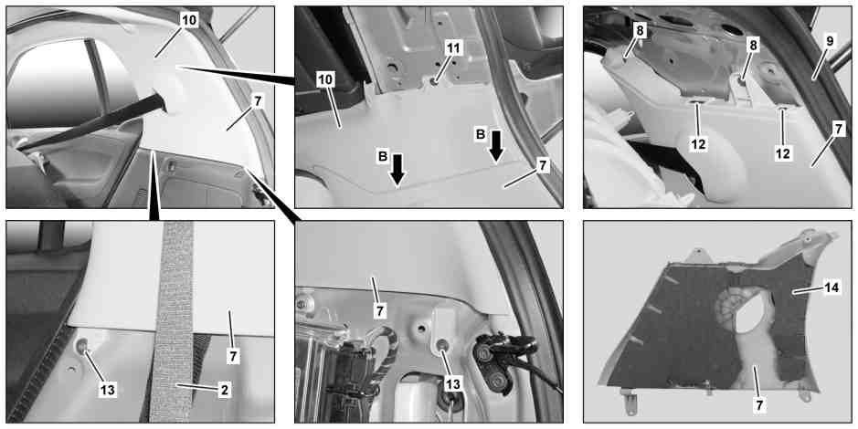Remove/install paneling on B-pillar