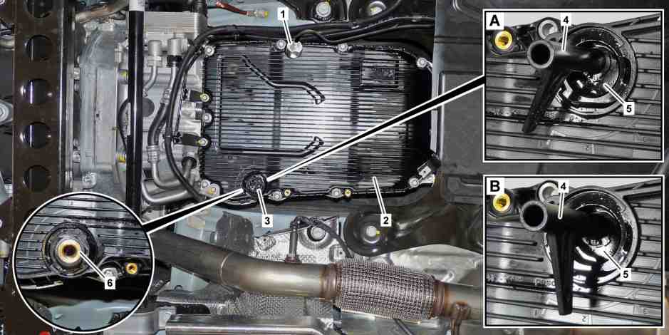 Ölstand im Automatikgetriebe mit Ultraschallgerät prüfen, ggf. richtigstellen