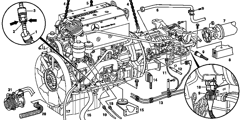 Remove/install engine with transmission