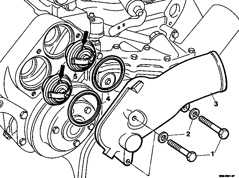 2470 - Kühlmittelregler aus-, einbauen und prüfen                               
	Motor OM 441, LA; 442, A, LA; 443, A, LA; 444 A, LA